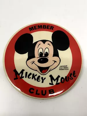 Vintage Mickey Mouse Club Member Pin 1960's -70's 3 1/2  Pinback Button Disney • $7.99