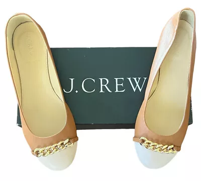 J.Crew Nora Cap Toe Chain Ballet Flats 13586 Adobe Natural Brown Sz. 8.5 $150 • $55.99