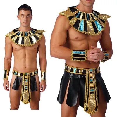 Men's Egypt Prince Cosplay Costume Halloween Egyptian Pharaoh Dress Up Outfit   • £8.82