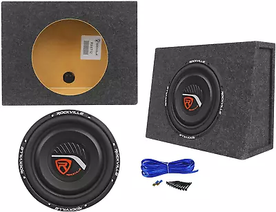 W12T4S2 12  Shallow Mount 1400W Car Subwoofer+Sealed Sub Box Enclosure • $130.99