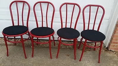 $170 • Buy Vintage Metal Bentwood Style Bistro Cafe Thonet Ice Cream Parlor Chairs Set Of 4