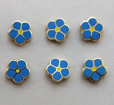 ( 6x ) ✿ MASONIC 'FORGET ME NOT' PIN BADGE ✿ GOLD PLATED / ENAMEL FLOWER LAPEL • £9.49