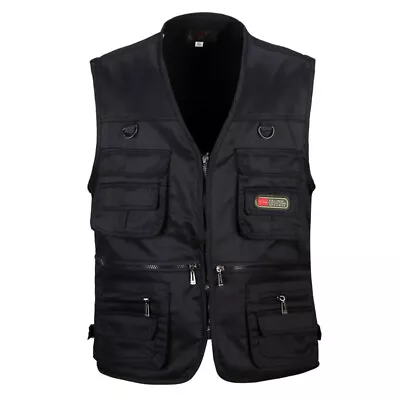 Plus Mens Multi Pocket Vest Hunting Fishing Waistcoat Body Warmer Jacket 3XL/4XL • £9.56