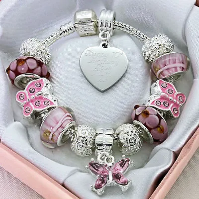 ENGRAVED Jewellery Pink Bracelet Girls Personalised Gifts Birthday Christmas  • £13.99