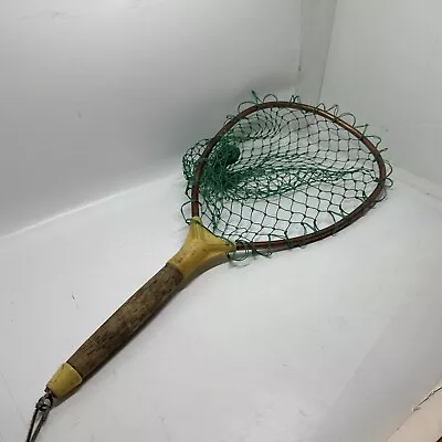 Vintage Handheld Fishing Net With Cork Handle Ra41 • $30