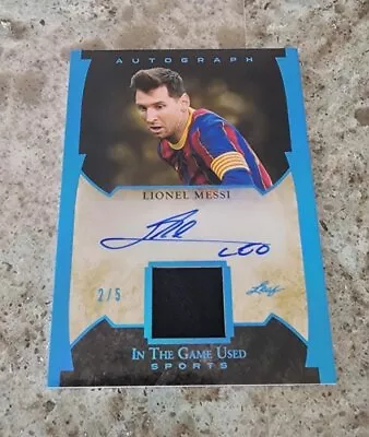 Lionel Messi Autographed + Match Worn Patch Leaf Card • $2799