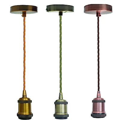 £13.89 • Buy Modern Vintage Pendant Light Lamp Chandelier Light 2m Fabric Cable Ceiling Rose