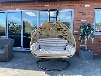 Brand New Double Swing Chair  Hanging Garden Furniture. Rattan Egg Pod. 2 Seats • £290