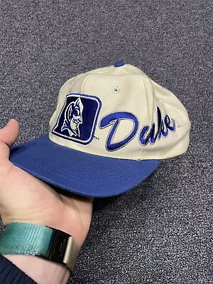 Vintage 90s Duke Blue Devils Basketball Snapback Hat Cap Stitch Apex One Varsity • $69.99
