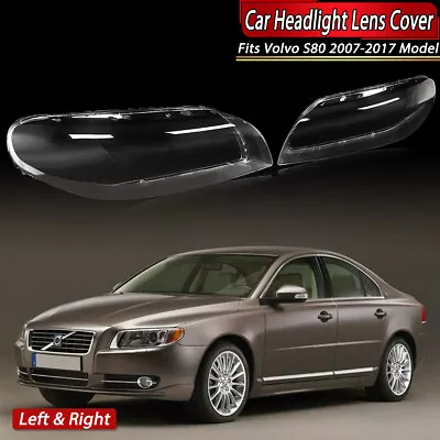 Pair Clear Front Headlight Lens Headlamp Cover Shell For Volvo S80 2007-2017 L+R • $149.98