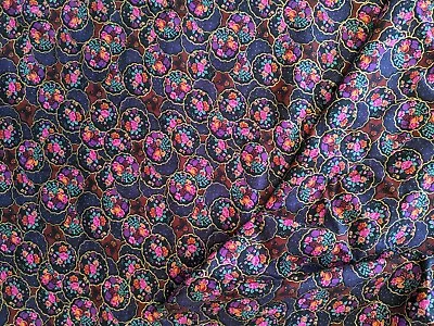 BTY X 44  Vintage Cotton Fabric Quaint Floral Pattern SHADES OF PURPLE • $7.99