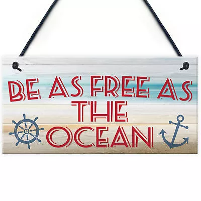 £3.99 • Buy Free As The Ocean Nautical Seaside Marine Theme Hanging Plaque Bathroom Sign