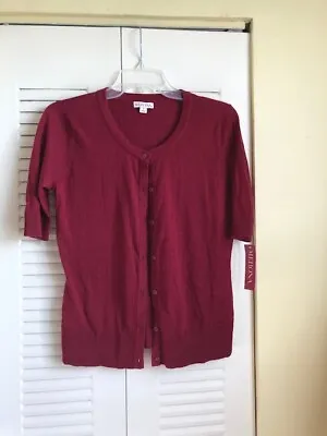 Merona New With Tags Women's Small Burgundy 1/2 Sleeve Button Up Cardigan • $21.99