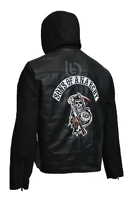 SOA Sons Of Anarchy Hooded Real Leather Jacket • $89.99