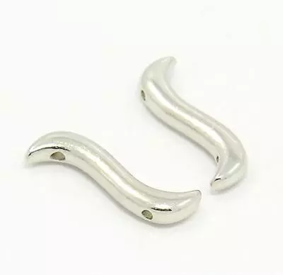 20 TIBETAN SILVER SPACER BARS CURVED 2 HOLE STRAND 19mm TOP QUALITY TS76 • $3.97