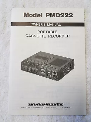 Brand New Marantz PMD222 Owners Manuals  • $15