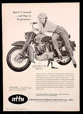 Honda Benly CA-95  Motorcycle Original 1960 Vintage Print AD • $8.32