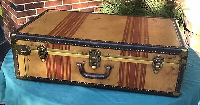 Antique Wardrobe Steamer Trunk (Compact) 32 X 10 X 19.5 Inches • $505