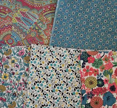 Liberty Tana Lawn Fabric 41 Squares BoHo Floral MIXED Lot OVER 1 1/3 YARDS • $13.50