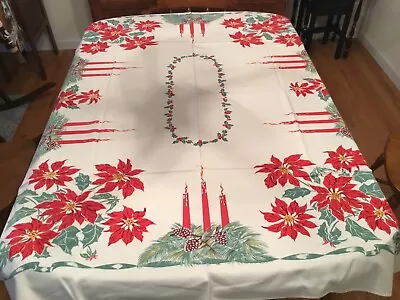 Vintage Christmas Tablecloth Rectangular 52 X 60 Original Tag  • $24.99