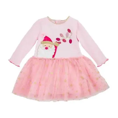 Mud Pie Kids Pink Santa Wtih Christmas Lights Mesh Tutu Girls Dress • $41.99