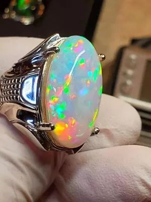 Natural Opal Ring Ethiopian Opal Men's Ring Opal Ring 925 Sterling Silver Ring • $98.22