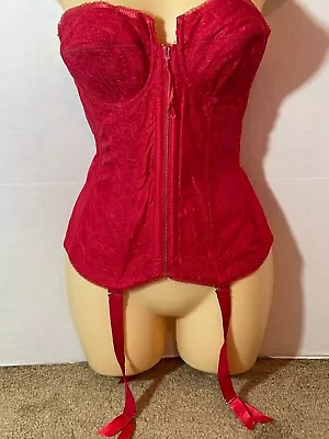 Vtg WARNERS Merry Widow NEW DIMENSION CORSET Bra Top 34C GARTERS Strapless Lace • $29.99