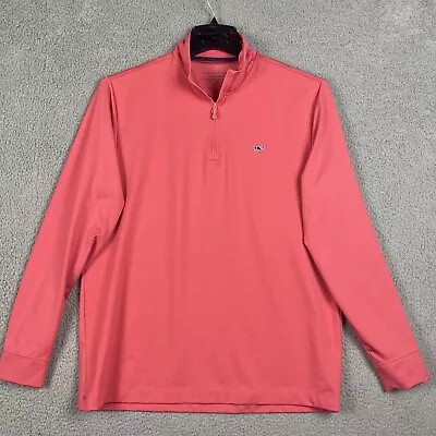 Vineyard Vines Shirt Womens Medium Pink Performance Pullover 1/4 Zip Long Sleeve • $22.95