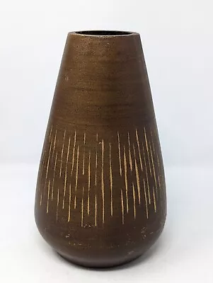 Vintage Tapered Wooden Carved Vase 9in Tall For Artificial Flowers • £14.58