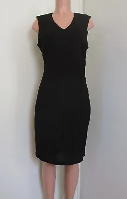 Boss Hugo Boss Erela Black Ruched Side Sleeveless Lined Sheath Dress Size Us Xl • $75