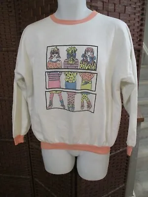 Vintage 80s 90s Women's Sweatshirt Retro Clothing Art Fashion Models Medium • $14.03