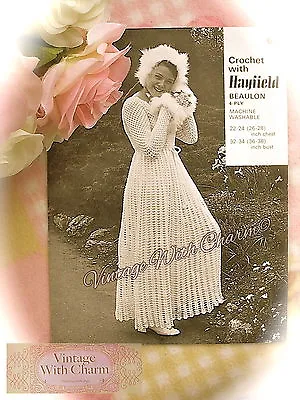 £3.09 • Buy Vintage Crochet Pattern Wedding Bride Bridesmaid Dress 4 Sizes 22-38 Bust