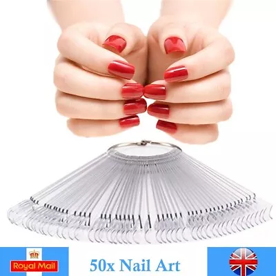 50 X Nail Art Tips Colour Sticks Display Fan Practice Starter Clear Polish Wheel • £2.59