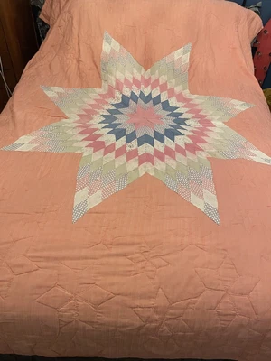 $159 • Buy Vintage Handmade Patchwork Quilt Lone Star Homemade Hand Stitched