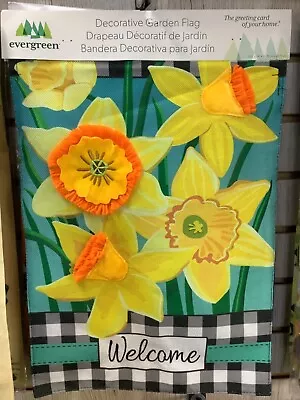 Daffodils Garden Burlap Flag • $24