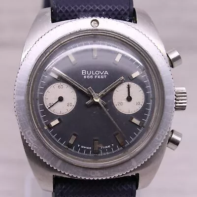 Vintage Bulova Deep Sea Blue Chronograph Mens 38mm Steel Watch Valjoux 7733 • $799.99