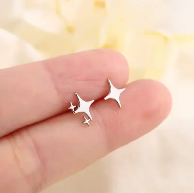 Tiny Stars Ray Silver Titanium Mismatch Stud Earrings • $9.99