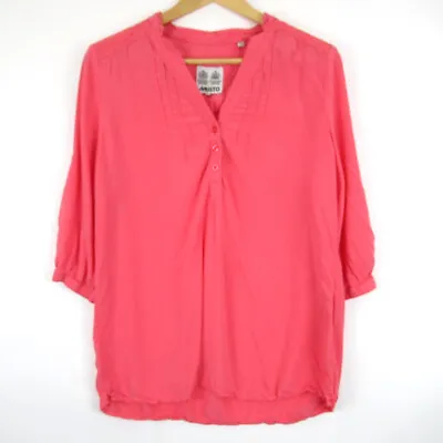 Musto Women's Top Pink Rayon Shirt Size UK 12 Shoulder Detail Pattern Buttons  • £19.99