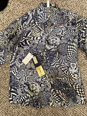 $975 Mens VERSACE Silk  Up Shirt Gold/Black 42 US 54 EU XL • $229.95