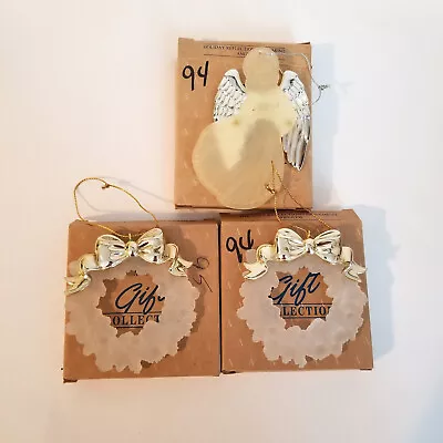 Vintage Avon Christmas Ornaments Holiday Reflections- 2 Wreath1 Angel Set/3 • $8.99