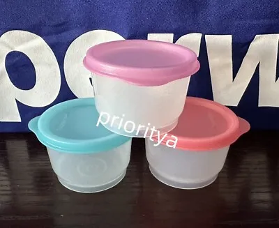 Tupperware 4oz / 120ml Snack Cup Clear Container With Sheer Color Seal Set 3 New • $13.95