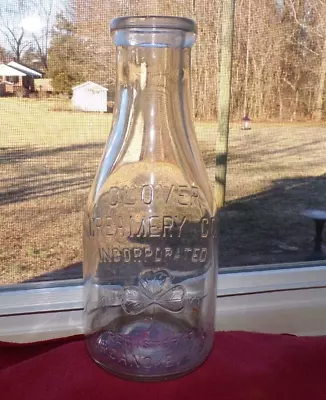 $65 • Buy Vintage 1 Qt. Clover Creamery Co. Dairy Milk Bottle Roanoke Va.