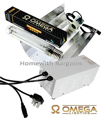 250w 400w 600w OMEGA Metal Ballast Grow Light Kit HPS Dual Spectrum Bulb Hood • £68.45