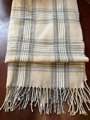 J. Crew Winter Scarf Tan Gray White Plaid One Size • $13