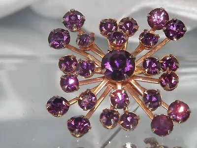 SPARKLY Vintage 50's Pronged Purple Rhinestone Maltese Cross Star Brooch 121JN3 • $25.49