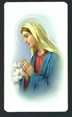 Vintage Catholic Religious Holy Card Mary Praying With Flowers Alba 17 Italy • $1.95