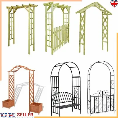 Garden Arch Gate Metal Wooden Decorative Pergola Rose Archway Plant Climbing UK • £125.29