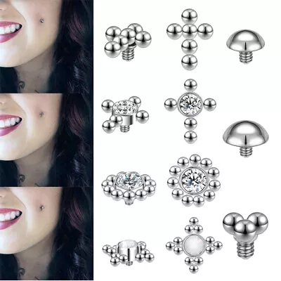 1 Pc Stainless Steel Micro Dermal Anchor CZ Hide In Skin Diver Piercing Jewelry • $4.99