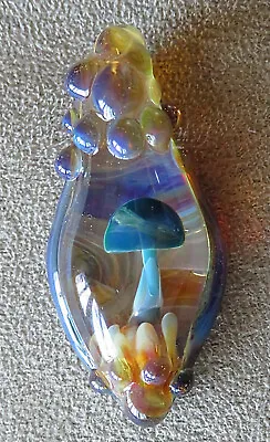 Lampwork Boro Glass Mushroom Pendant Focal Bead • $54