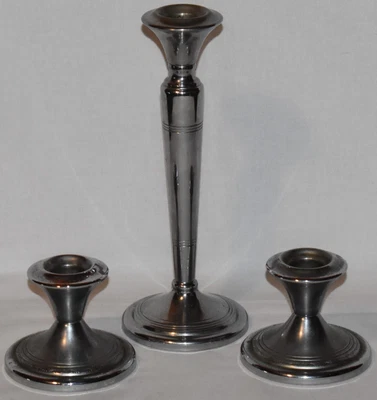 $14.99 • Buy 3 Vintage Farber Bros Farberware Chrome Plated Single Light Candlesticks